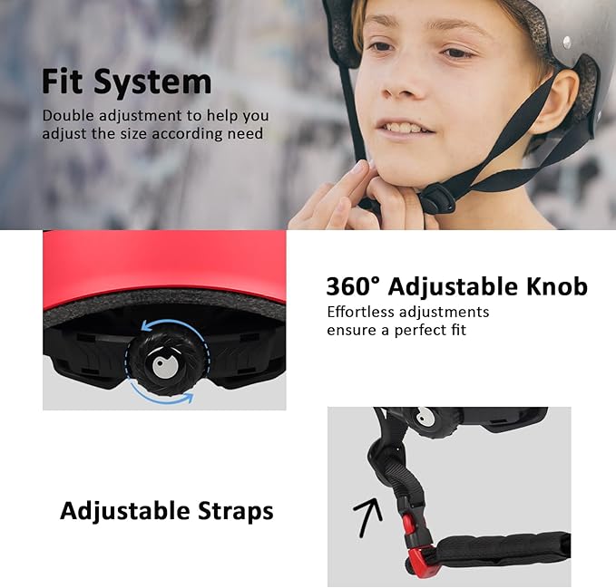 Skateboard Bike Helmet for Adults Women Men Youth Kids (2-3-5-8-14+ Years Boys Girls) - Lightweight Multi-Sport Adjustable Helmets for Bicycle Skateboard Scooter Skate Cycling