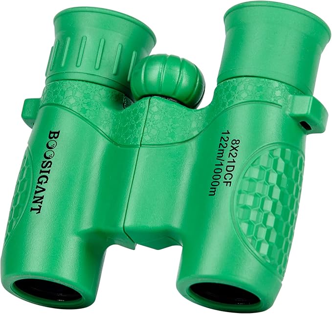 Binoculars for Kids 8x21, Gift for 3-12 Years Boys & Girls, Compact Kids Binoculars High-Resolution Shockproof Mini Binoculars for Bird Watching, Hiking, Camping, Travel Green 301
