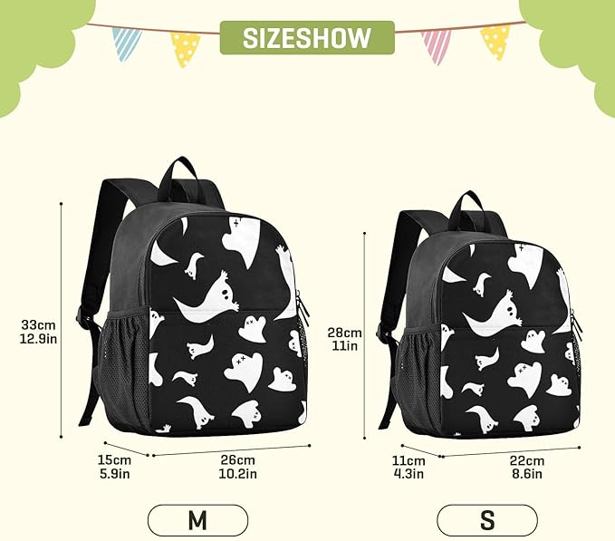Toddler Backpack Halloween Ghost Waterproof Mini Backpack Boys/Girls Cute Small Backpack Kindergarten Pre School Bags 11 Inch