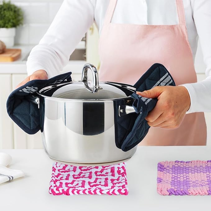 PREBOX 10’’ Potholder Weaving Loom Kit Refill Loops, DIY Crafts Supplies for Kids & Beginners, 112 Colorful Loops to Make 2 Large Pot Holders