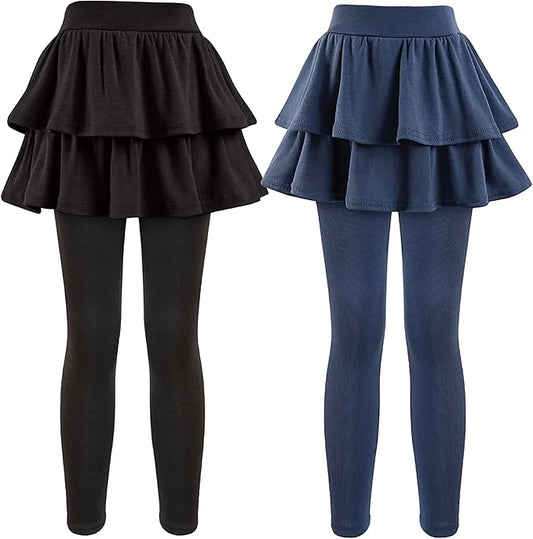 Girls School Uniform Pants Leggings with Skirts Stretch Warm Jegging 4-12 Years
