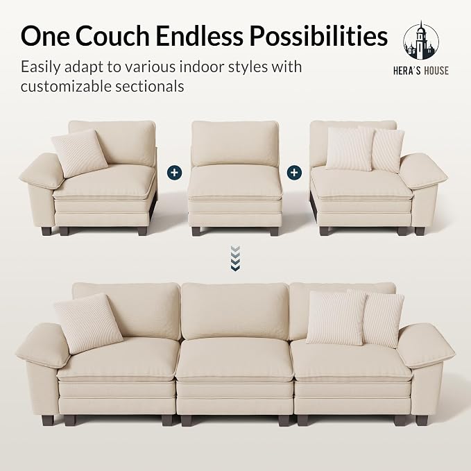 HERA'S HOUSE 88" Modular Sectional Sofa, L Shaped Couches - Image 7
