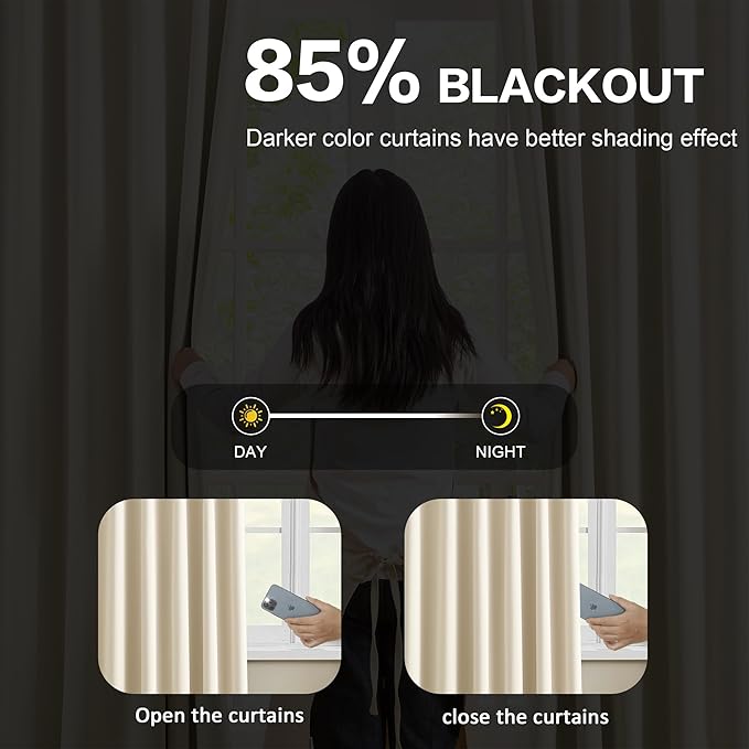 KEQIAOSUOCAI Long Large Pinch Pleated Curtains 144 Inches Long,Memory Shape Room Darkening Soundproof Window Curtains with Hooks for Bedroom Living Room Track System 40 x 144 x 2 Panels