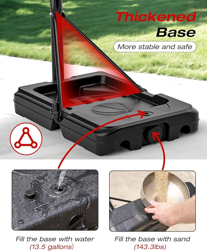 Mayfire Kids Basketball Hoop Adjustable Height 4-8.5 FT, Portable Basketball Goal System with 33'' Shatterproof Backboard for Kids Youth Teens in Driveway, Backyard, Outdoor Play