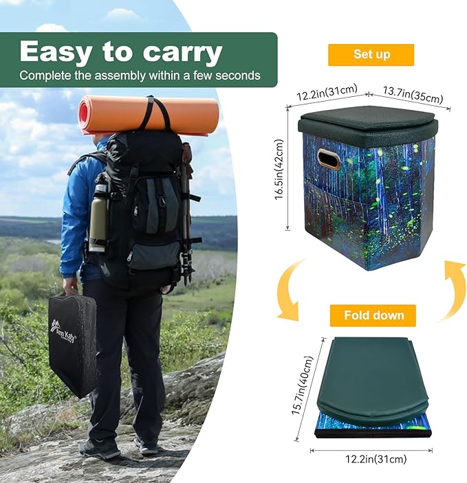 Upgrade XL Portable Toilet for Adults, Extra Large Portable Travel Floding Toilet, Camping Tall Toilets with Lid for Adults and Kids Compact Potty for Car,Hiking,Beach and Camping