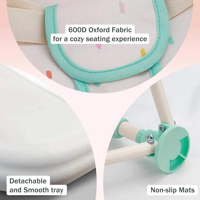 Tiny Marvels Portable 3-in-1 Baby Booster Seat, Cozy Floor Seat, Feeding Seat with Tray, Compact Foldable Toddler Booster with Child Safety Belt Carry Bag, Perfect for Travel (Cream Confetti)