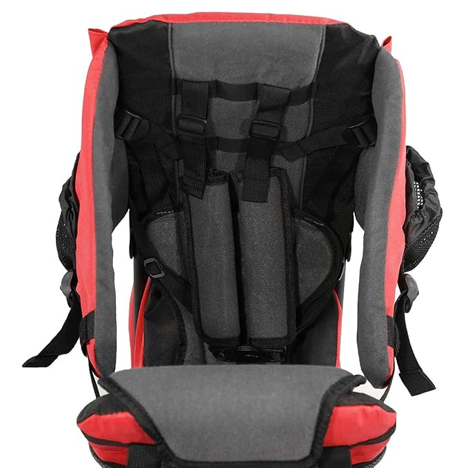 ClevrPlus Cross Country Baby Backpack Carrier, Red, Toddler Hiking Backpack with Comfortable Seat, Adjustable Straps & Belt, Foldable Frame Lightweight Large Capacity Child Carrier for Outdoor
