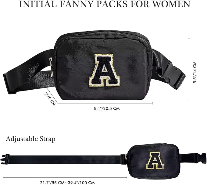 YOOLIFE Bridesmaid Gifts - Bridesmaid Proposal Gift Wedding Day, Bridal Shower Gifts, Maid of Honor Gifts, Bachelorette Party Decorations Favors, Black Initial Crossbody Bag Belt Bag B