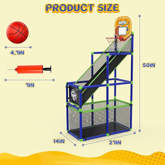 EagleStone Arcade Basketball Hoop Game Indoor, Ajustable Height Indoor Basketball Hoop with 4 Balls Storage Design for Kids,Perfect Sports Outdoor Play Toys for Kids Age 3 to 12 Years
