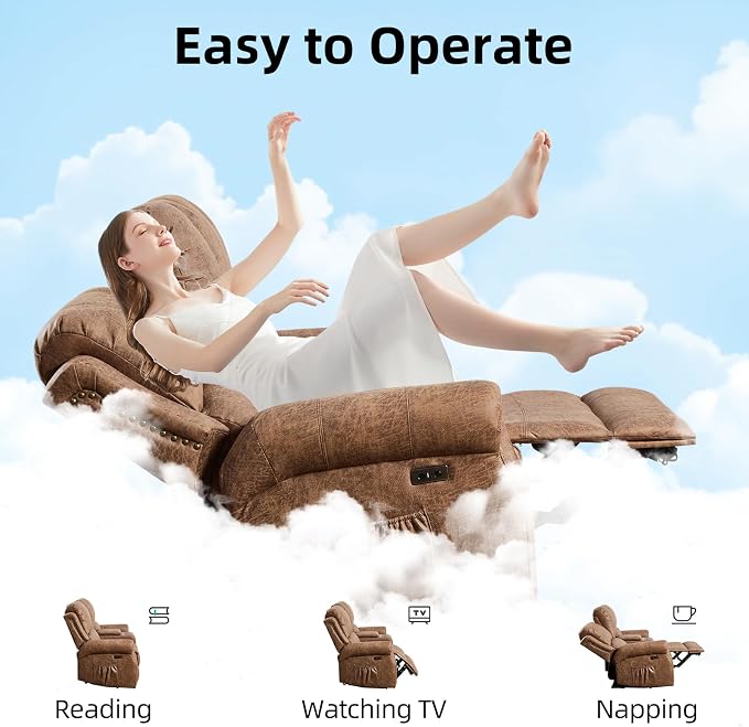 EBELLO Faux Leather Power Recliner Sofa Furniture Set, Included Electric - Image 7