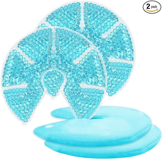 Hot/Cold Breast Gel Bead Ice Packs Breast Cooling/Heat Pads Relief for Breastfeeding, Nursing Pain, Mastitis, Engorgement, Swelling, Plugged Ducts | Boost Milk Let-Down & Production,2 Pack (Blue)