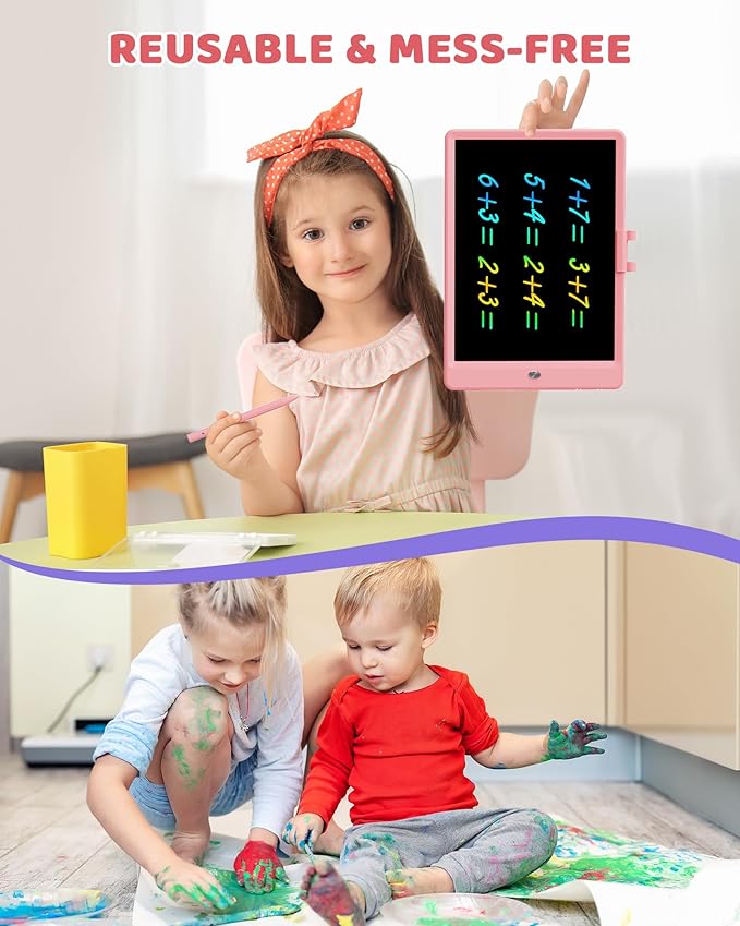 UCIDCI LCD Writing Tablet Doodle Board 10 Inch - Colorful Screen Electronic Toddler Drawing Tablet Drawing Pad, Educational Learning Kids Toys for 3 4 5 6 7 8 Year Old Kids Girls Boys