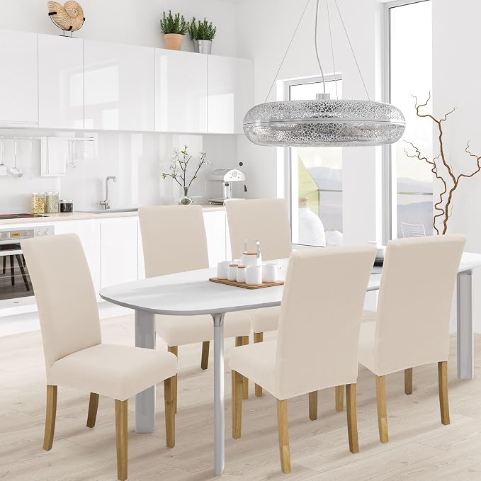 BIETYONE Stretch Dining Chair Covers Set of 8, Soft Removable Washable Kitchen - Image 2