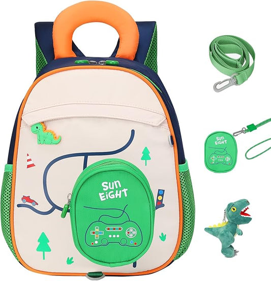 SUN EIGHT Kids Backpack with Plush Toy – Cute & Durable School Bag for Toddlers and Kindergarten