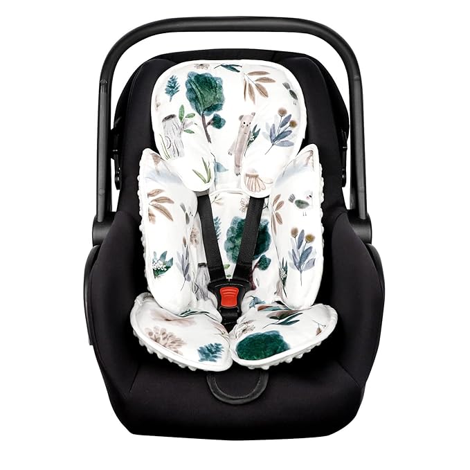 2 in 1 Infant Car Seat Insert, Car Seat Head Support Baby Girls Boys, Soft Newborn Carseat Insert Cushion, Perfect for Carseats, Strollers, Swings (White Animals)