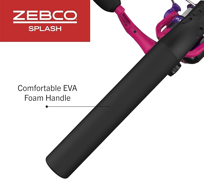 Zebco Splash Junior Spinning Reel and Fishing Rod Combo, 4-Foot 2-Piece Fishing Pole, Size 10 Reel, Changeable Right- or Left-Hand Retrieve, Pre-Spooled with 6-Pound Zebco Line