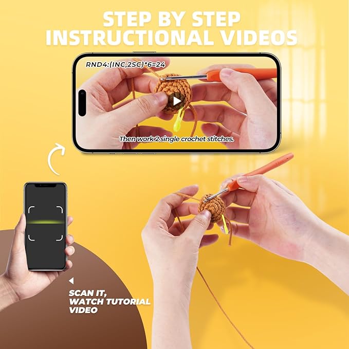 MOREJMTT Crochet Kit for Beginners, Learn to Crochet, Include Easy Knitting Soft Yarn, Step-by-Step Video Tutorial, Hook, Holiday Birthday Gift for Adults and Kids(2 Pack Golden Retriever)