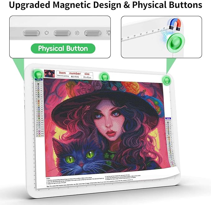 Zocelight Rechargeable A3 Light Box for tracing,Diamond Art Light Board with 4 Magnets,Wireless Light Pad for Diamond Painting,Ultra Bright Light Table for Drawing, Sketching,Animation(White)