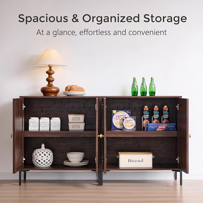 IFBUY Modern Sideboard Buffet Cabinet, 92.63" W Fluted Arched Buffet Cabinet - Image 3