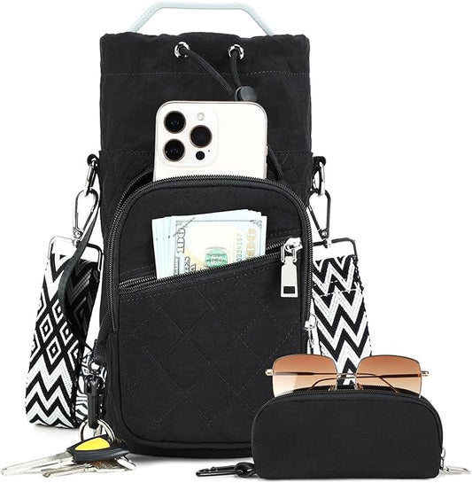 Water Bottle Carrier Bag with Strap, Water Bottle Holder Crossbody Bags for Women Men for Walking, Hiking,Cycling