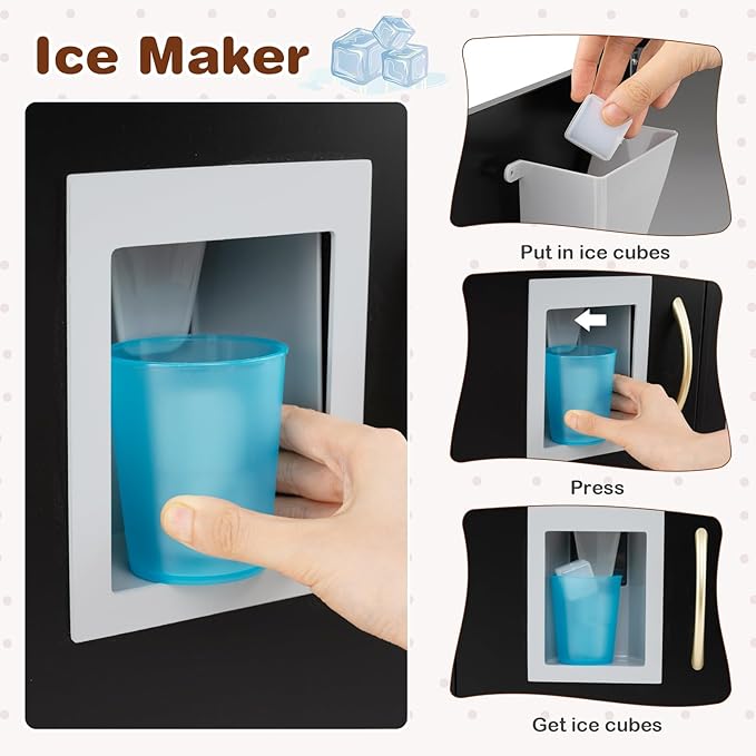 HONEY JOY Kids Kitchen Playset, Wooden Little Chef Pretend Toy Kitchen Set w/Chalkboard, Telephone, Utensils, Oven, Microwave, Sink, Storage, Play Kitchen for Toddlers Boys Girls, Black