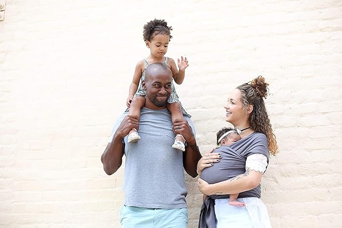 Boba Baby Wrap Carrier – Original Baby Sling Carrier for Newborns (7–35 lbs), Soft, Secure, Hands-Free & Ergonomic, Ideal for Comfortable Bonding, New Parents (Organic Dark Grey)