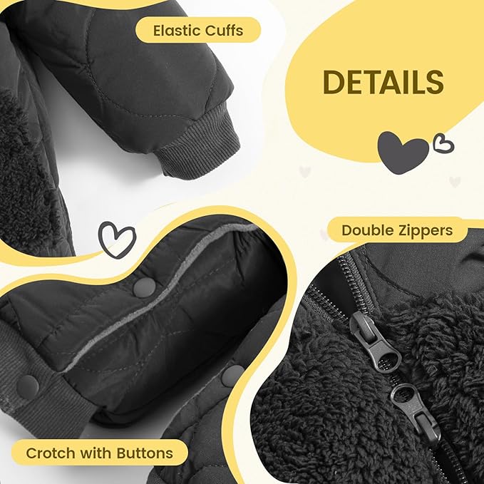 JiAmy Baby Snowsuit Newborn Winter Clothes Coat Romper Windproof Fleece Hat Zipper Baby Bear Outfit