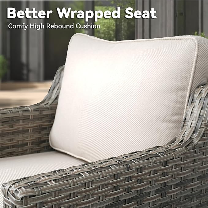 3 Pieces Patio Furniture Set-High Back Swivel Patio Chairs Set of 2 - Image 6
