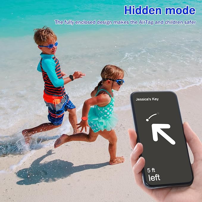 R-fun Waterproof for Air Tag Bracelets [2 Pack] Compatible with Apple Air Tag Finders with Soft Silicone,Anti Lost GPS Item Finders Case Cover,Black/Red