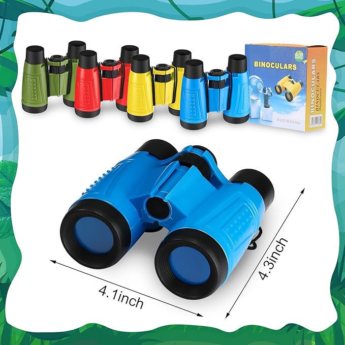 24 Pieces Toy Binoculars with Neck String Assorted Colors Novelty Binoculars Camping Birthday Party Supplies Nature Exploration Toys for Outdoors Indoors Sightseeing, Camping, Birdwatching Wildlife