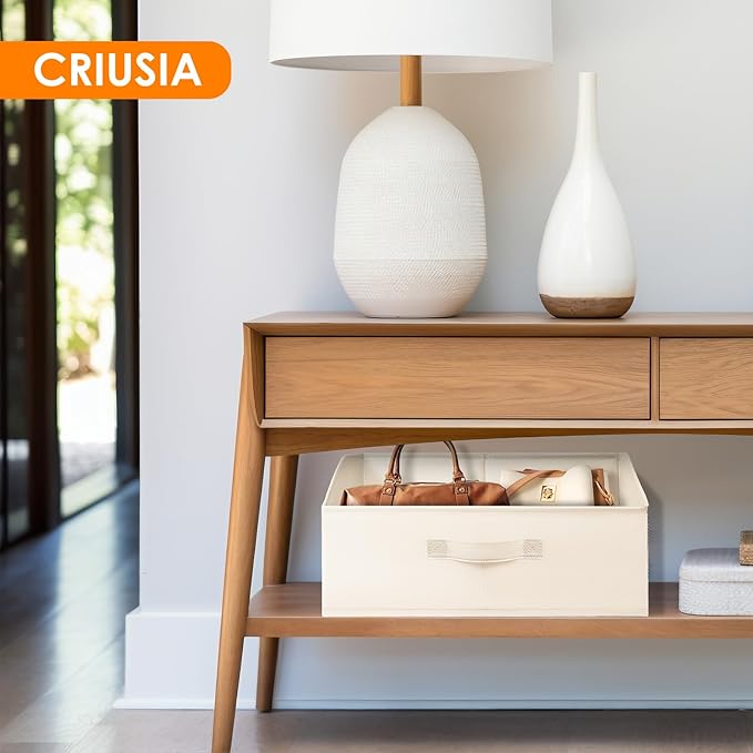 Criusia Closet Organizers Bins 8 Pack - Large Closet Shelf Organizer with Handles - Fabric Trapezoid Home Organization and Storage Baskets for Organizing Clothes Toy Blanket Towel Purse Hats