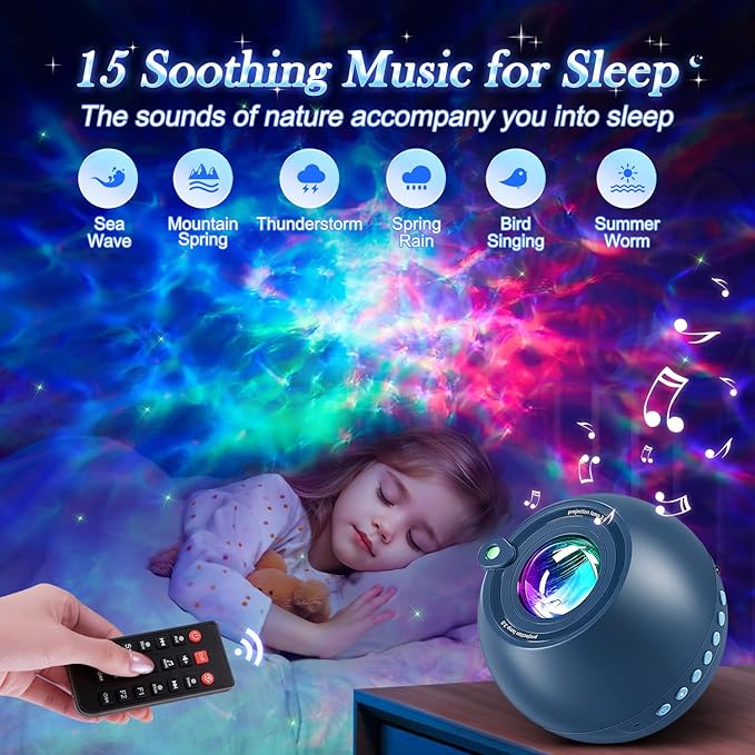 Star Projector Galaxy Light Projector for Bedroom, 15 Colors+15 White Noise Galaxy Projector for Bedroom Kids,Bluetooth Room Projector Lights for Bedroom Star Night Light Projector for Kids Room Gifts