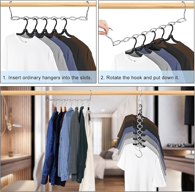 Space Saving Hangers for Clothes 3 Pack, Sturdy Metal Hangers Heavy Duty Magic - Image 7