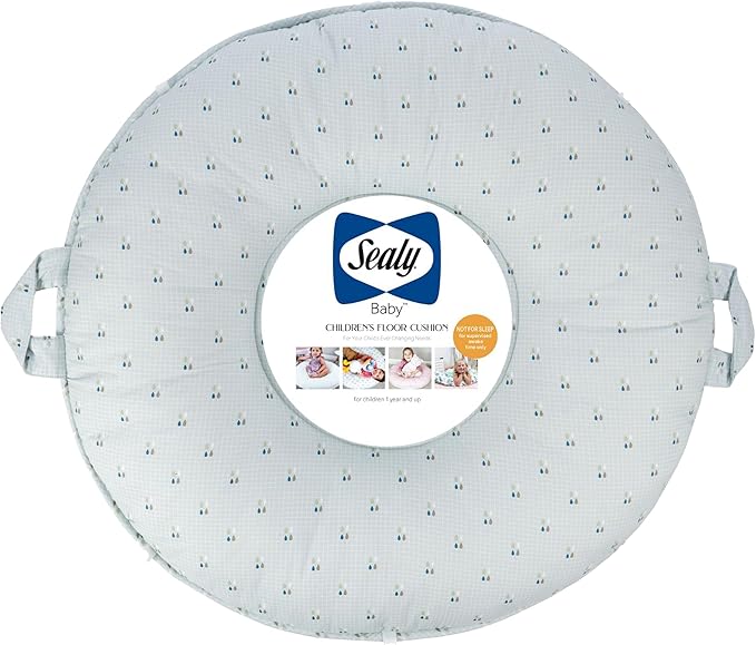 SEALY BABY Children's Floor Cushion, Kids, Toddler Play Mat & Soft Lounger (Drops & Robin Blue)