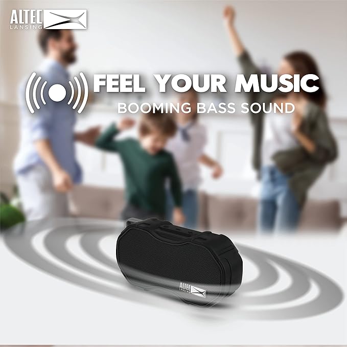Altec Lansing Baby Boom XL - Waterproof Bluetooth Speaker, Wireless & Portable for Travel & Outdoor Use, Deep Bass & Loud Sound, 1 Pack, Black