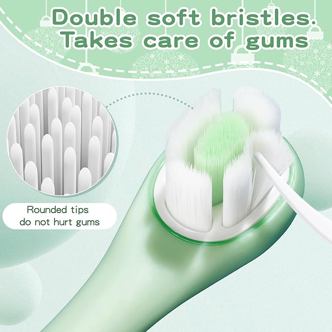 Kids Toothbrushes 2 Pack,Soft Bristle Toothbrushes for Baby 1-3 Years Old Cute Dinosaur Toothbrush for Toddlers Baby's First Training Toothbrush Anti-Strike Throat Not Easy to Shed Bristles