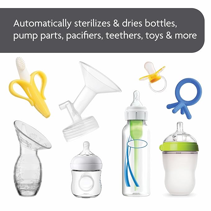 Baby Brezza Bottle Sterilizer and Dryer Advanced – 33% Faster - Largest Capacity Steam Sanitizer - Universal Sterilization Machine for All Bottles + Pump Parts - HEPA Air Filter