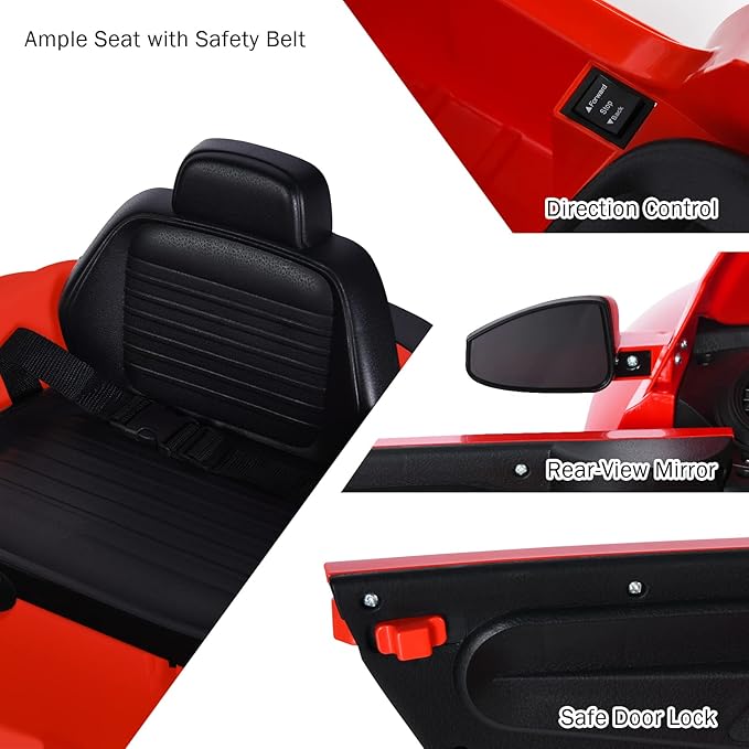 Costzon Ride on Car, 12V Licensed Volkswagen Beetle Battery Powered Vehicle w/Remote Control, Spring Suspension, Lights, USB, Horn, Music, 4 Wheeler for Boy Girl Gift, Electric Car for Kids (Red)