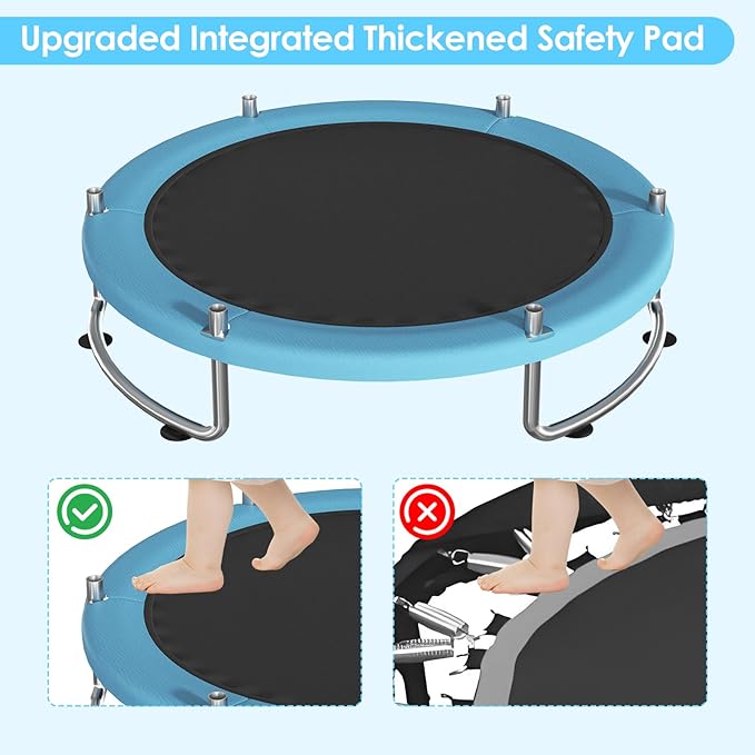 Trampoline for Kids, Upgrade Full Anti-Rust 440lbsToddler Trampoline with Net, Upgraded Ring Legs with Adjustable Gymnastics Bar&Toys, Gifts for Ages 1-8 Boys&Girls