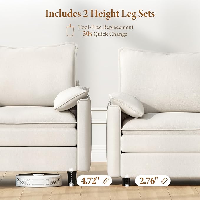 Vesgantti 108" Sectional Sleeper Sofa, 6-Seater Oversized Modular Cloud Couch - Image 3