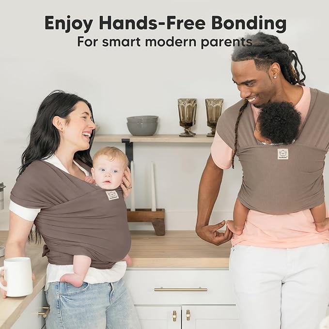 KeaBabies Baby Wrap Carrier - All in 1 Original Baby Carrier Newborn to Toddler Sling, Easy to Wear, Hands Free Bonding, Lightweight, Breathable Infant Wraps (Copper Gray)