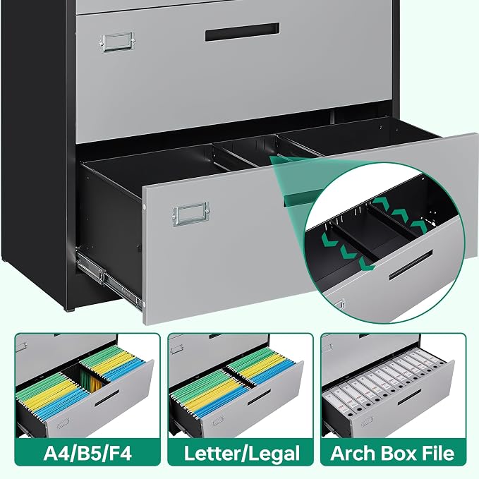 Letaya File Cabinet with Lock-Lateral 2 Drawer Metal Filing - Image 7