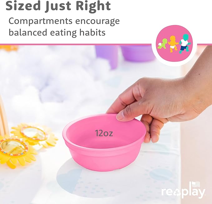 Re-Play 12 Oz. Toddler Bowls for Snack and Everyday Dining - Dishwasher and Microwave Safe - Made in USA - Set of 3-5.75" x 5.75" x 2" - Easter