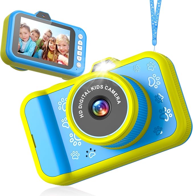 Kids Camera, 48MP 1080P Digital Camera for Kids with 3.5 Inch Big Screen, 10X Zoom, Selfie & Video, 32GB SD Card, 1200mAh Battery, Christmas Birthday Gifts for Boys Girls Ages 3-12 (Blue)