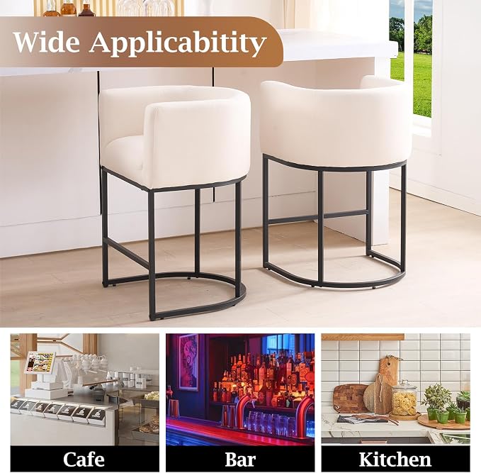 ClinQ 26" H Counter Height Bar Stools Set of 3, Modern Barrel Counter Stools - Image 5