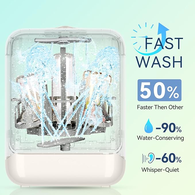 ICUIRE Baby Bottle Washer, Sterilizer & Dryer Pro, Newborn Essential for Parents One-Hand Operation, 4 Sterilize Modes for Baby Stuff, 3.2L Water Tank for Clean Bottles, Pump Part &Pacifiers, Baby Toy