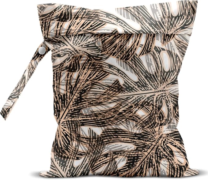 Wet Bag, Wet Dry Bag, Wet Bag for Swimsuit, Travel, Beach, Pool, Diapers, Dirty Yoga Gym Clothes, Makeup Bag, Waterproof Tropical Palm Leaves Decor Jungle Palm Leaf Favors, 12.6” x 10.2”