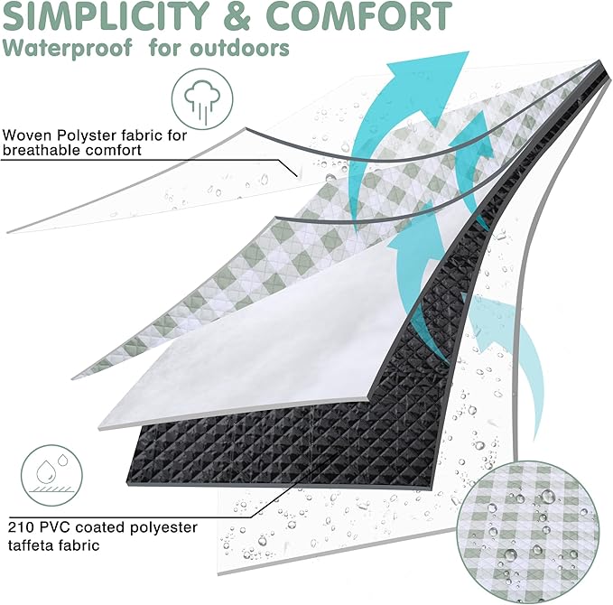 HX&OD Outdoor Picnic Blanket, Extra Large, 80''x80'' Waterproof Foldable Blankets Gingham Picnic Mat for Beach, Camping Grass Lawn Park Accessories Cute Couple Ideas Wedding (Green, 80”x80”)