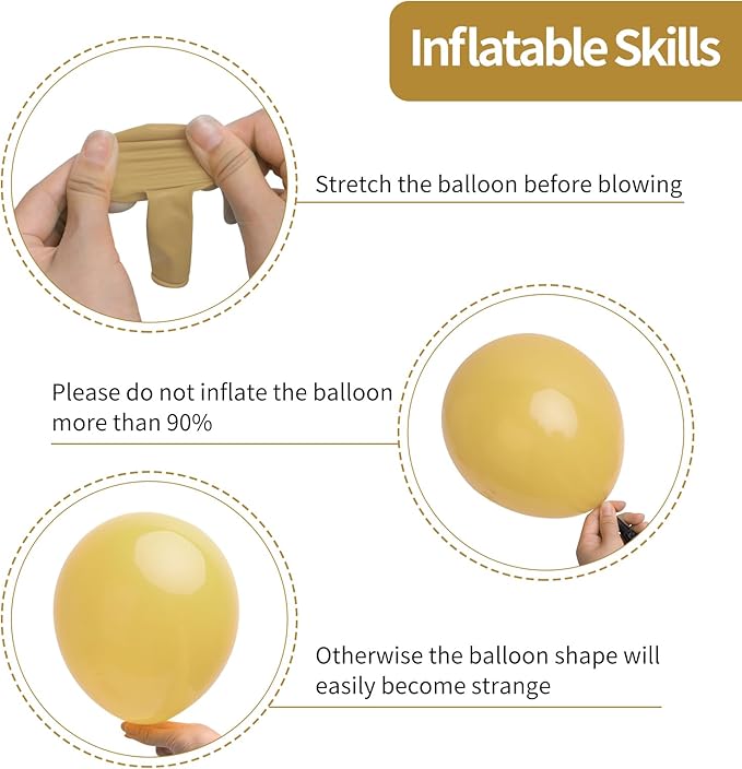 RUBFAC 129pcs Light Brown Balloons Different Sizes 18 12 10 5 Inch Latex Tan Balloon Kit for Birthday Party Baby Shower Wedding Anniversary Decoration
