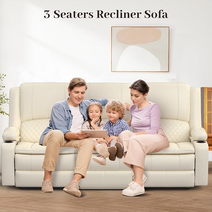 Yolsali Recliner Sofa, 3 Seater Manual Reclining Sofa - Image 8